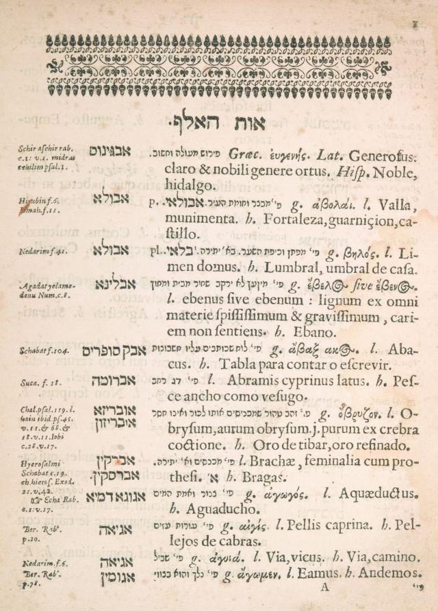 Fig. 2: David Cohen de Lara (ca. 1600-1674), was Haham (chief Rabbi), of the Sefardic Hamburg Jewish Community, as well as lexicographer. His ‘Ir David, dedicated to Johannes Silvius de Tulingen, Swedish ambassador to Germany, is a lexicon of the non-Hebrew and non-Aramaic loanwords found in rabbinic literature; it is really a prodromus to his greater Keter Kehunah = Lexikon Thalmudico-Rabbinicum, the leading work in this field, next to the ‘Arukh and Buxtorf&#x27;s Lexicon Rabbinicum. This work, on which he was engaged for forty years, shows de Lara’s familiarity with the Greek and Roman classics as well as with the Church Fathers and the Christian philologists.  De Lara corresponded with different Christian scholars, among whom Johann Buxtorf the younger, who thought highly of him and his work.